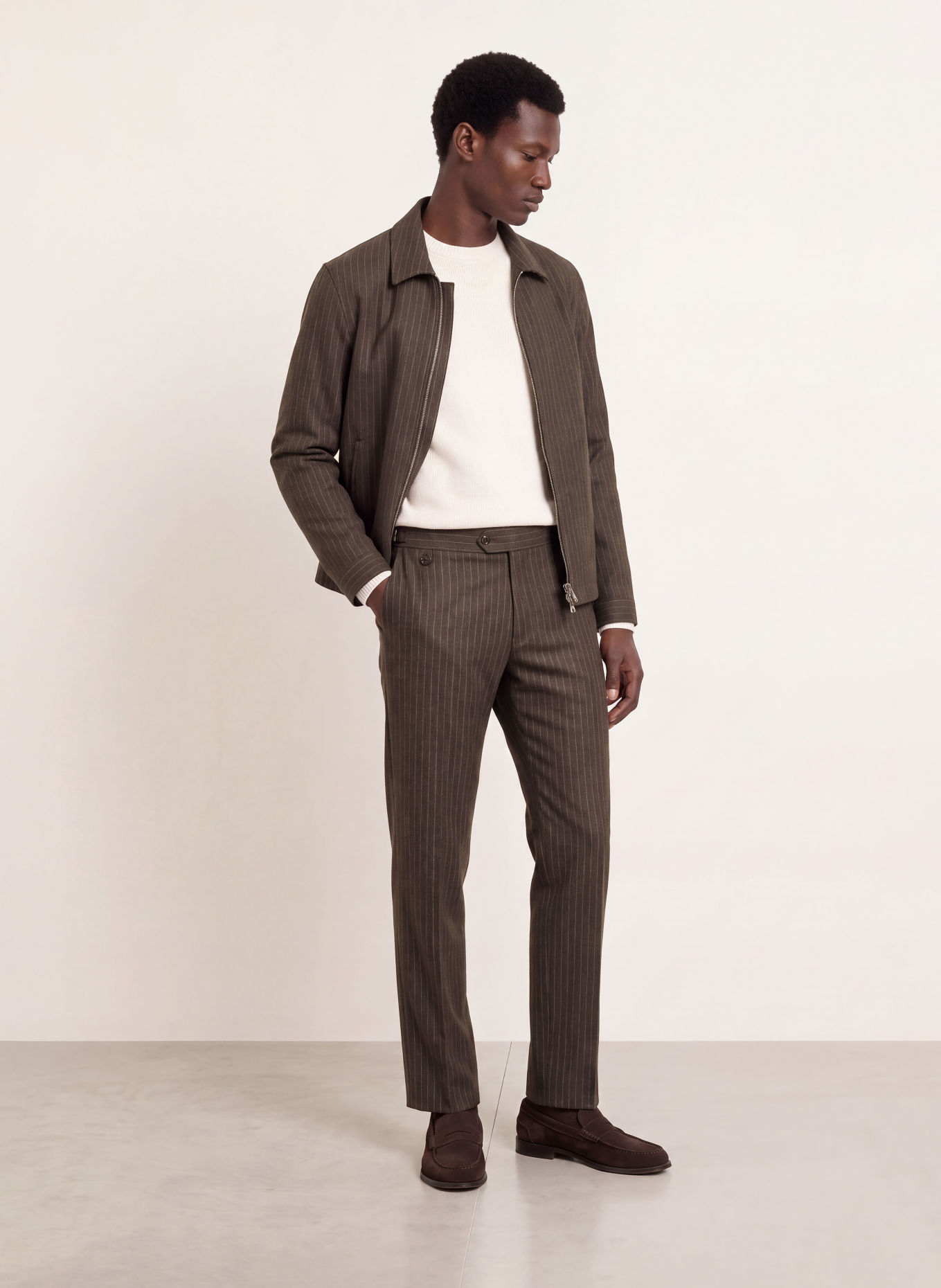 TIGER OF SWEDEN Broek TENSE Regular Fit: MARRON FONCÉ / ECRU
