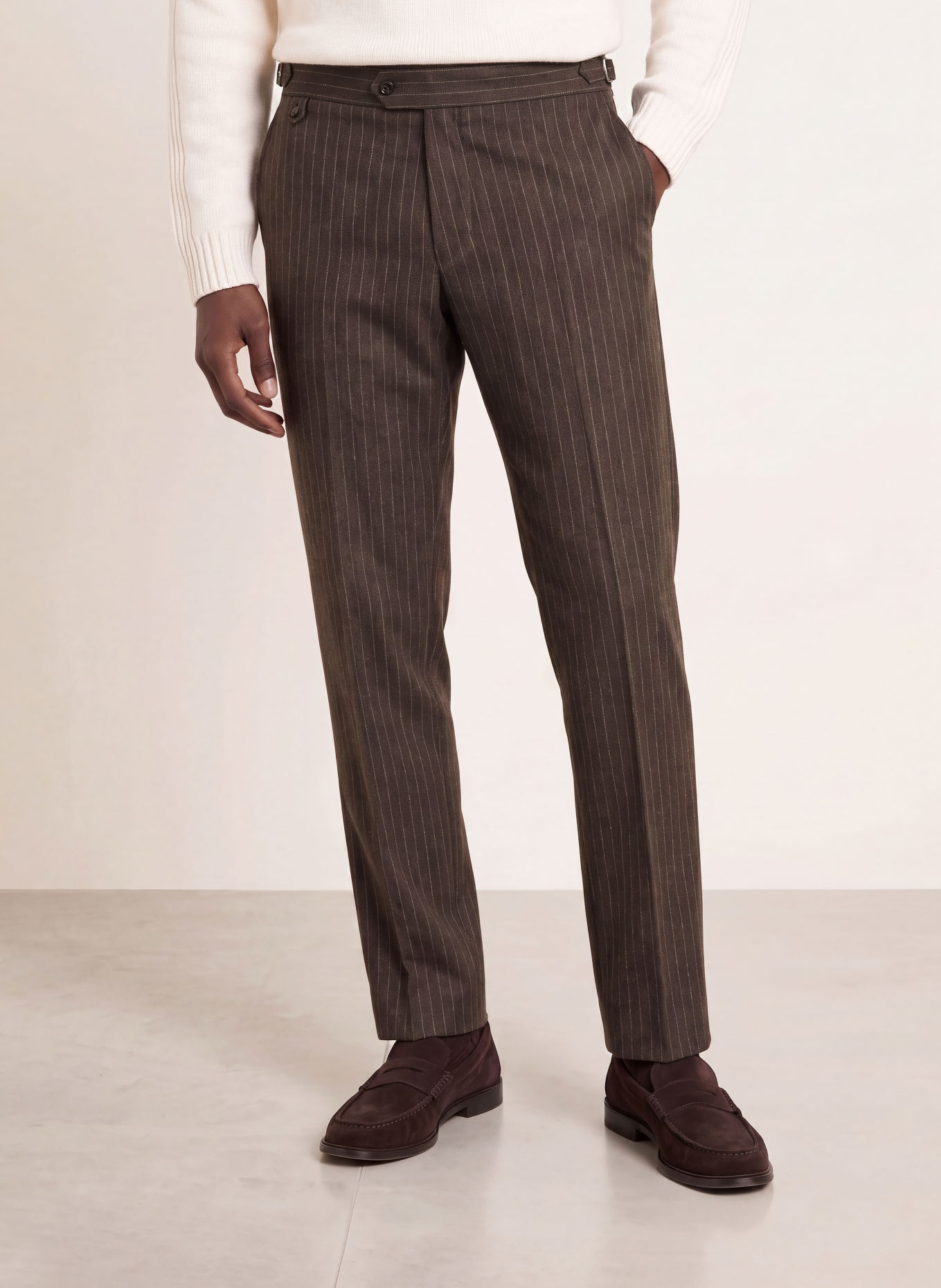 TIGER OF SWEDEN Broek TENSE Regular Fit: MARRON FONCÉ / ECRU