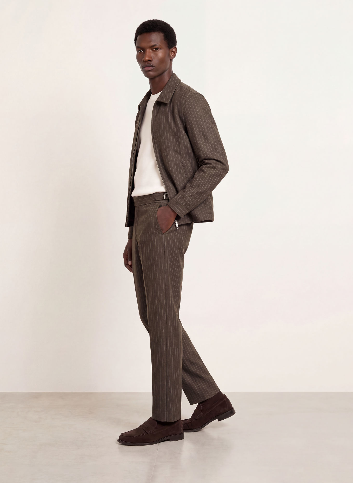 TIGER OF SWEDEN Broek TENSE Regular Fit: MARRON FONCÉ / ECRU