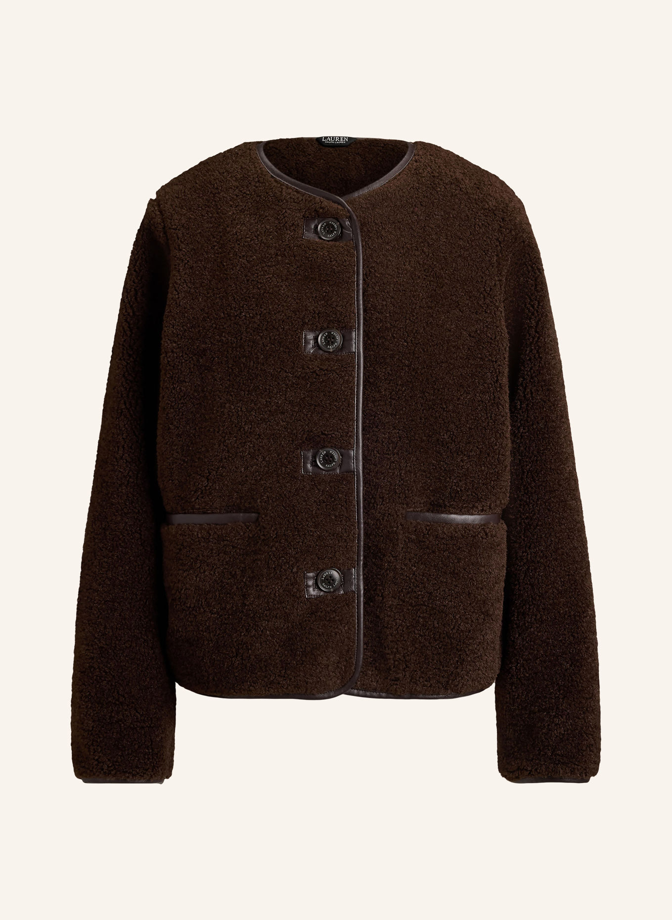 LAUREN RALPH LAUREN Plush Jacket: DARK BROWN