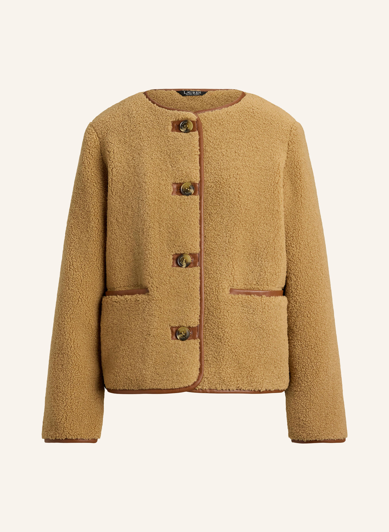 LAUREN RALPH LAUREN Veste en fourrure synthétique: CHAMEAU / MARRON FONCÉ
