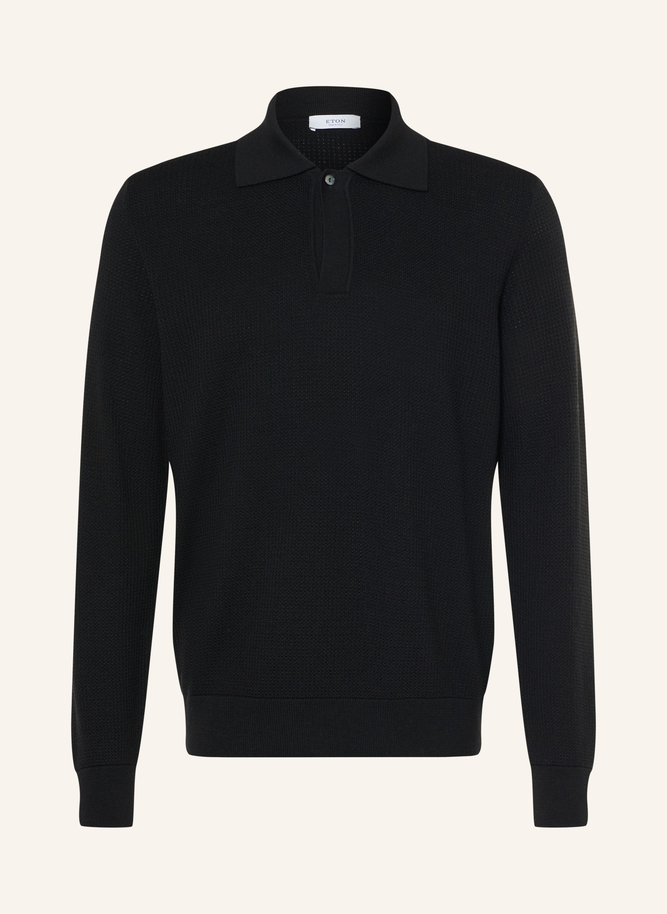 ETON Polo en maille de laine mérinos: NOIR