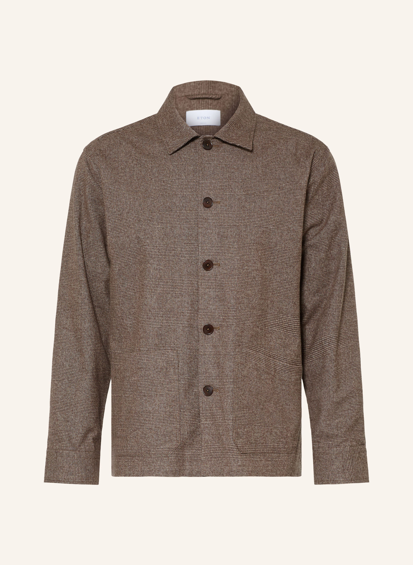 ETON Flanellen overshirt Comfort Fit: BRUIN / LICHTBRUIN
