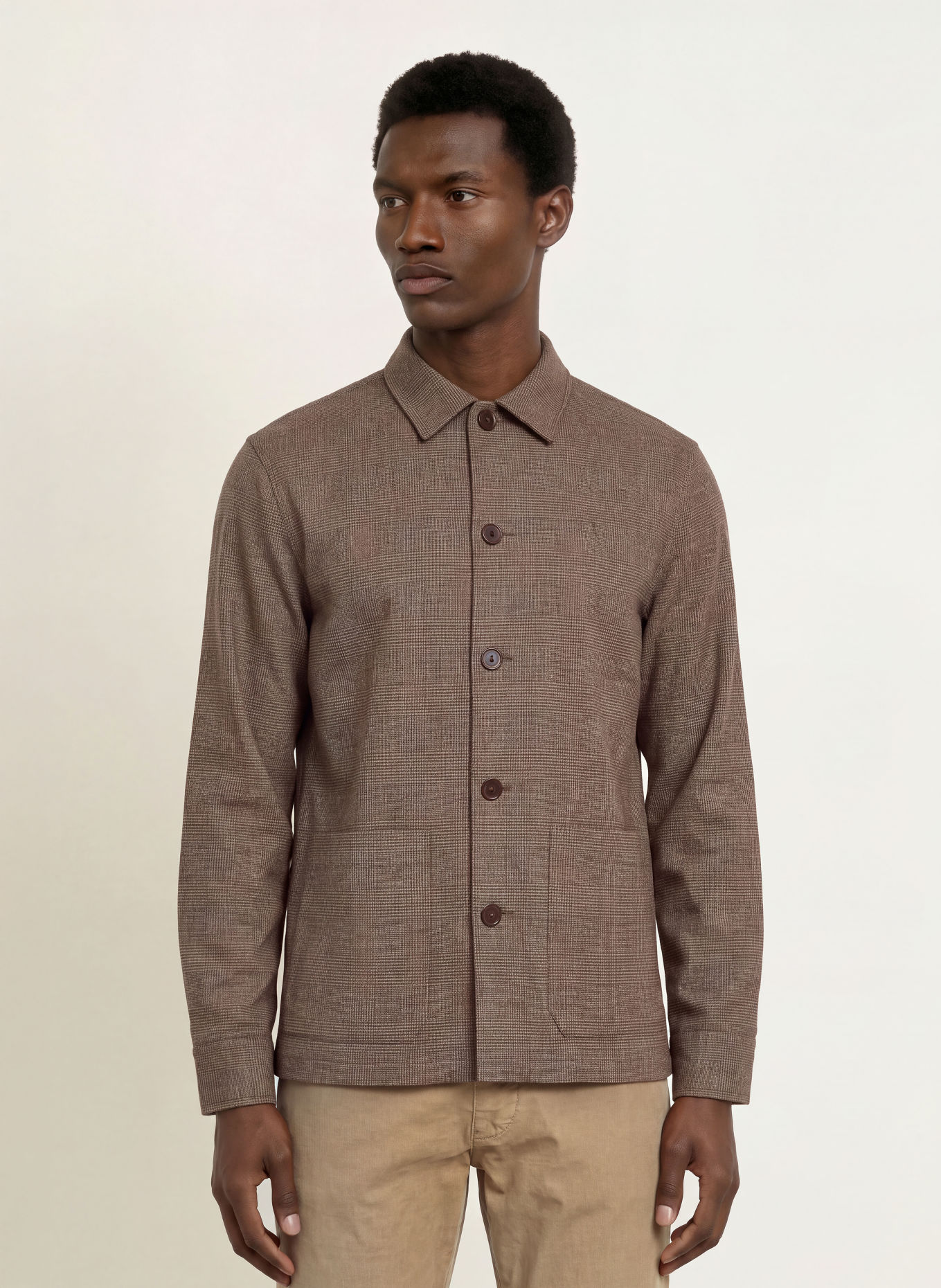 ETON Flanellen overshirt Comfort Fit: BRUIN / LICHTBRUIN