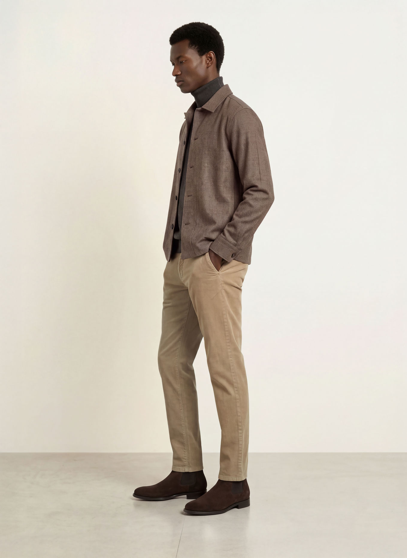 ETON Flanellen overshirt Comfort Fit: BRUIN / LICHTBRUIN
