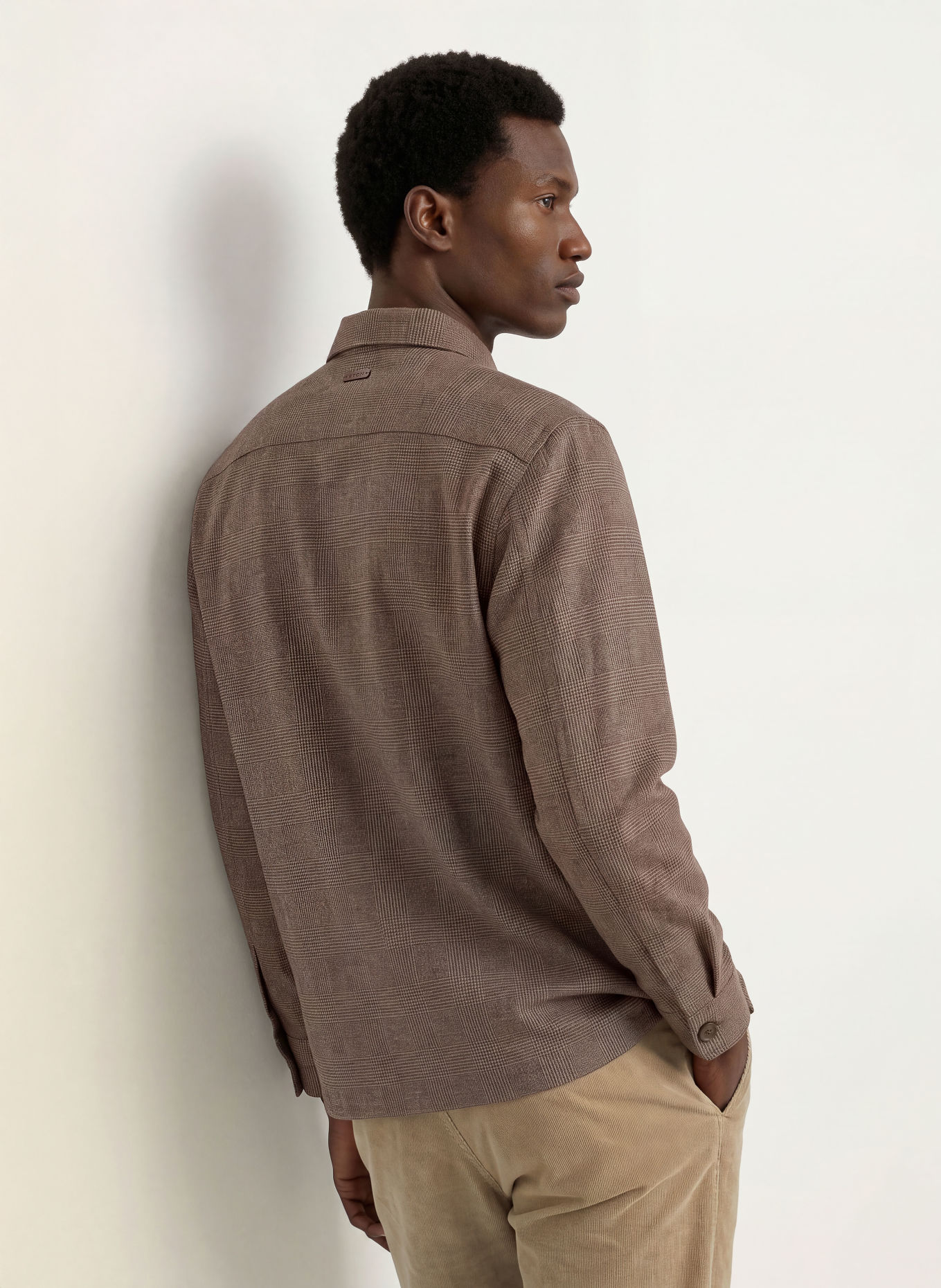 ETON Flanellen overshirt Comfort Fit: BRUIN / LICHTBRUIN