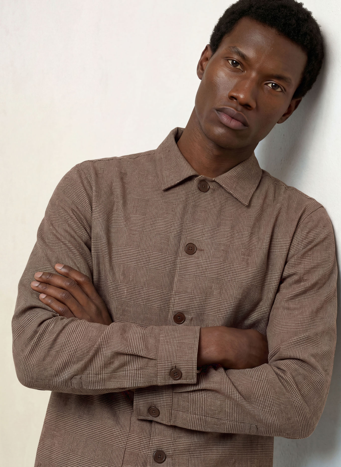 ETON Flanellen overshirt Comfort Fit: BRUIN / LICHTBRUIN