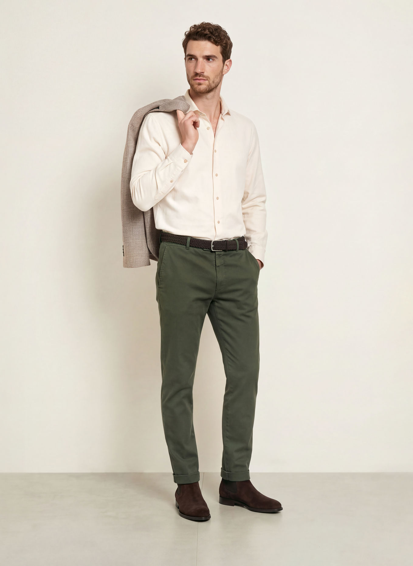 ETON Flanellhemd Slim Fit: CREME
