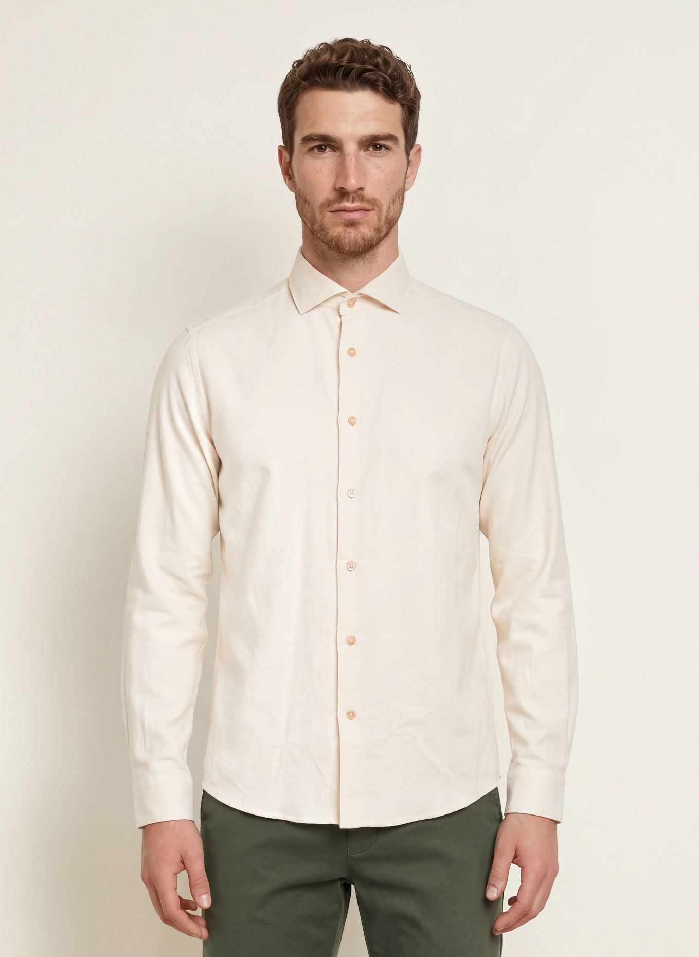 ETON Flanellhemd Slim Fit: CREME
