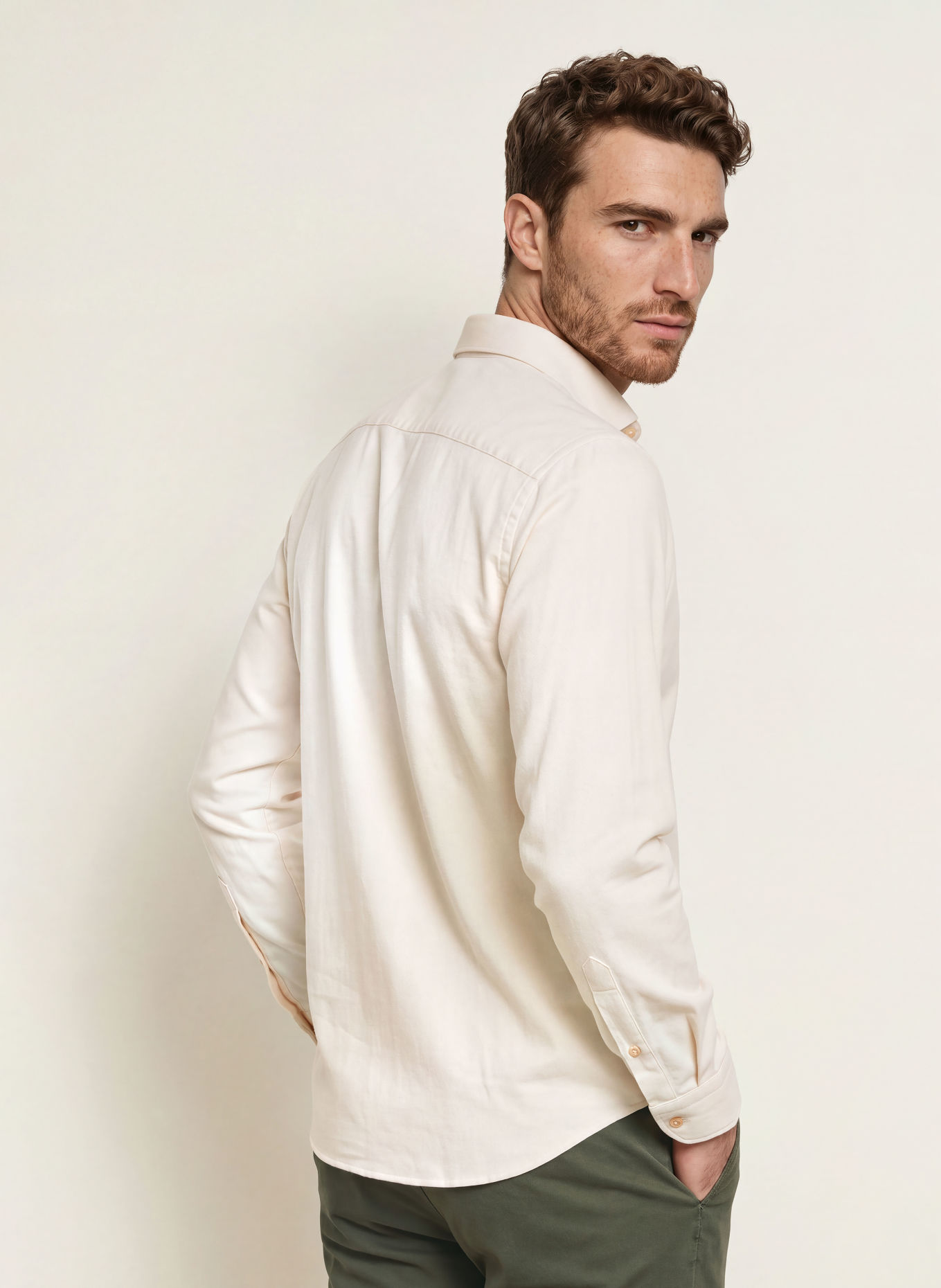 ETON Flanellhemd Slim Fit: CREME