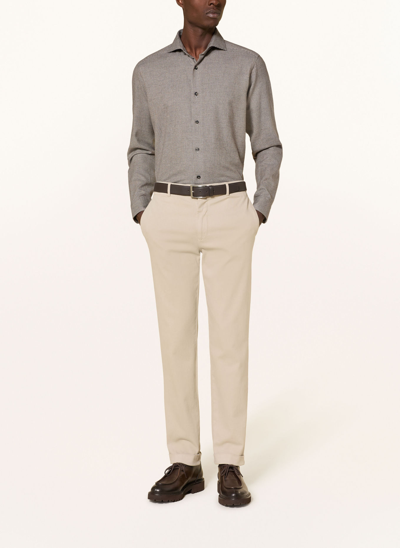 ETON Comfort Fit Flannel Shirt: GRAY / LIGHT GRAY