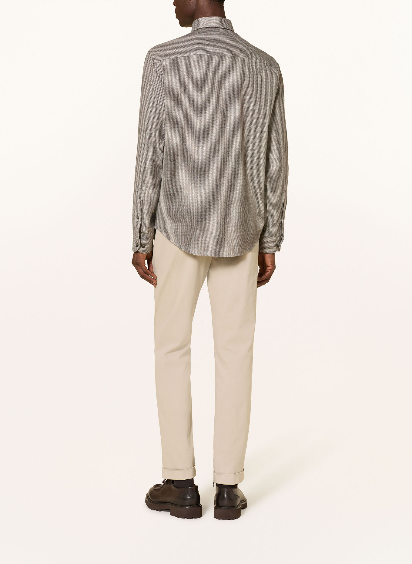 ETON Comfort Fit Flannel Shirt: GRAY / LIGHT GRAY