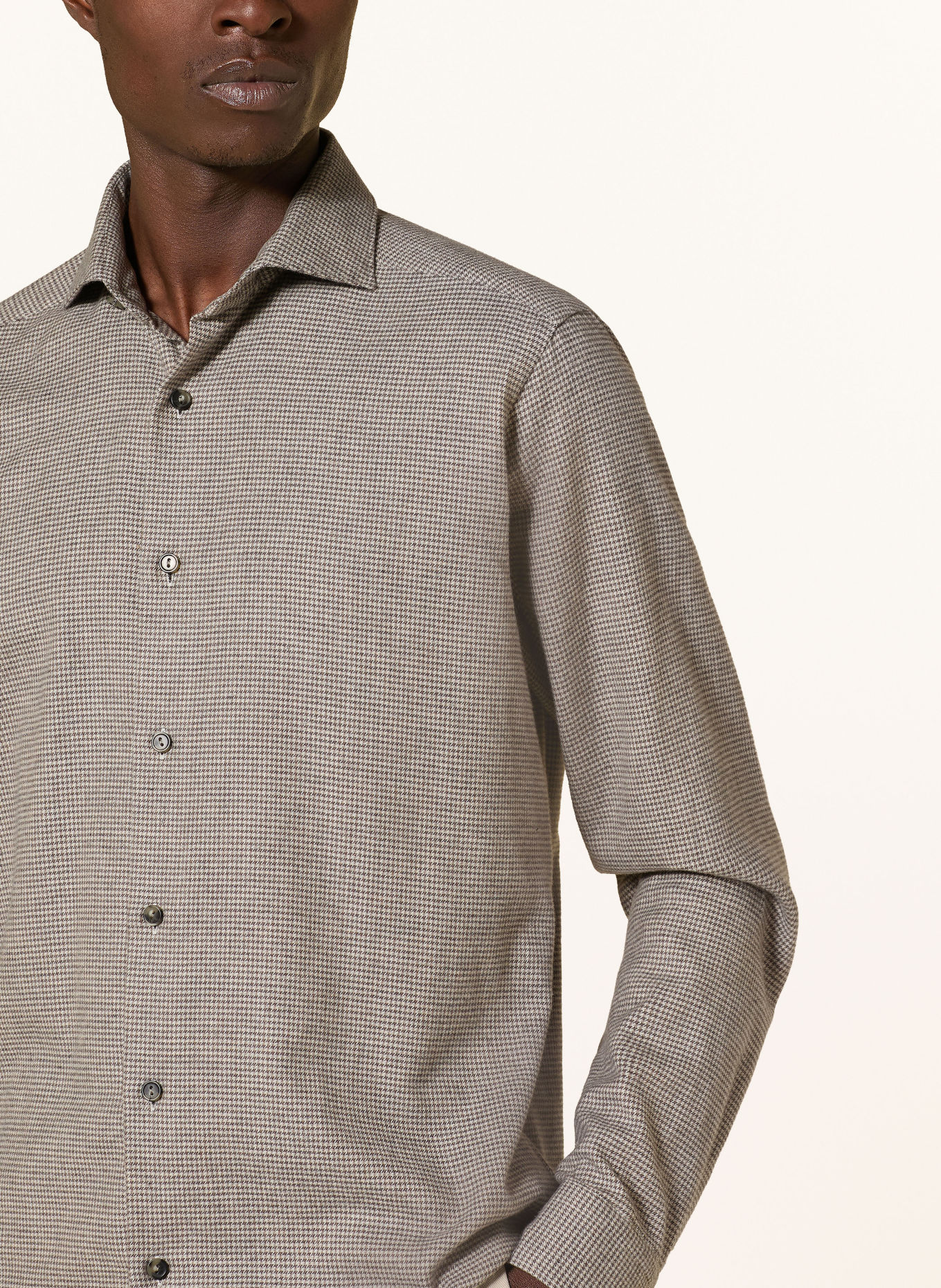 ETON Comfort Fit Flannel Shirt: GRAY / LIGHT GRAY