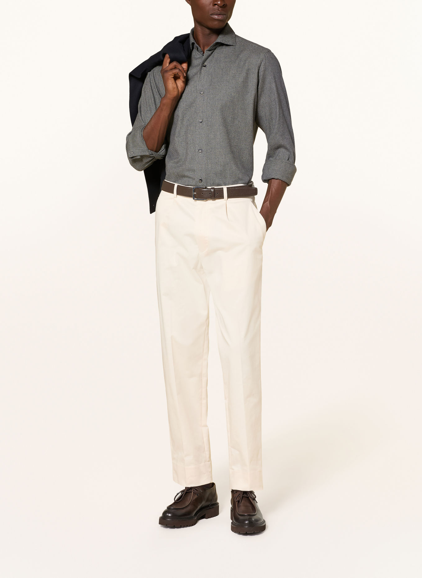 ETON Chemise en flanelle coupe Comfort Fit: OLIVE / BLEU FONCÉ