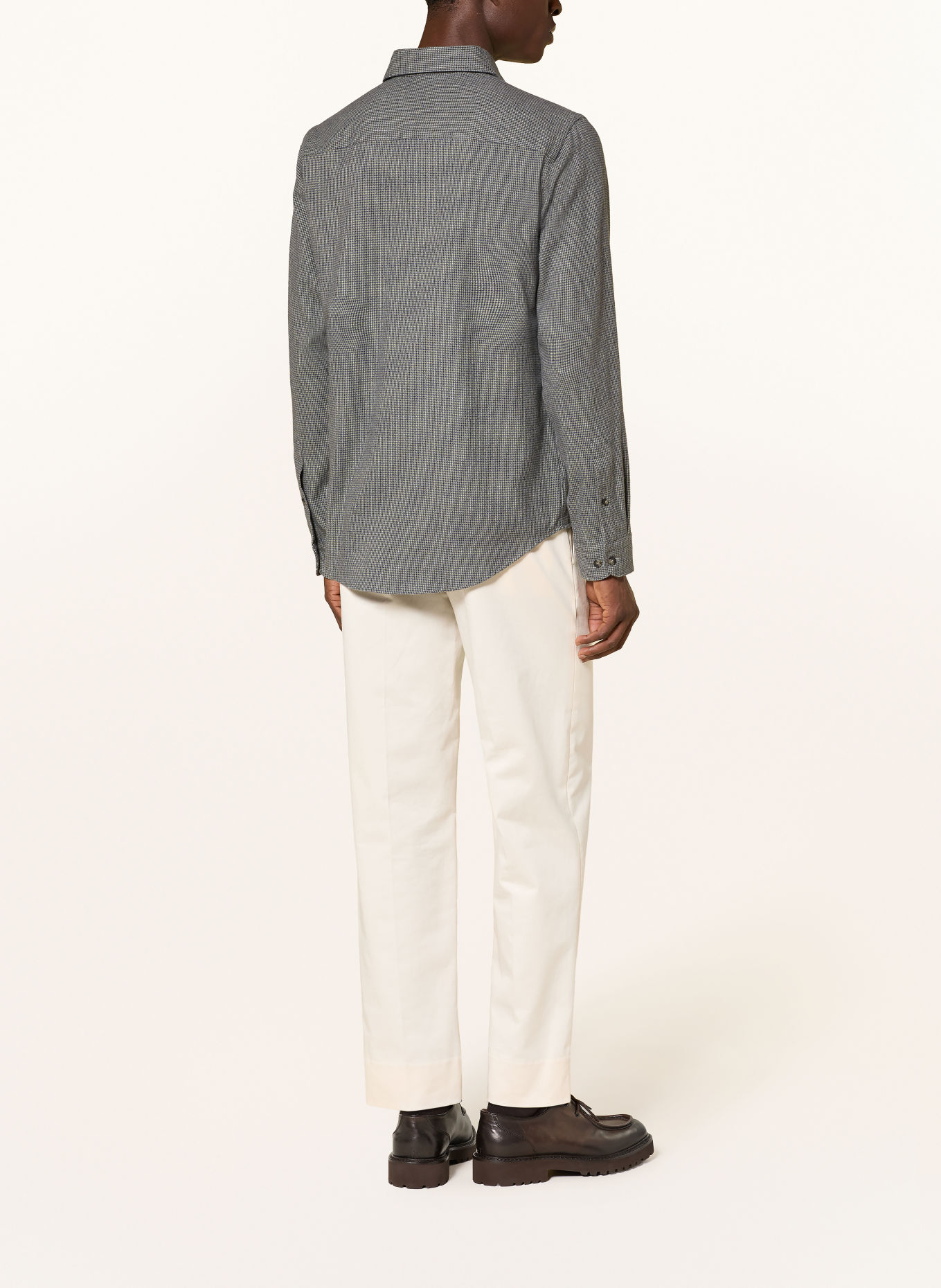 ETON Chemise en flanelle coupe Comfort Fit: OLIVE / BLEU FONCÉ