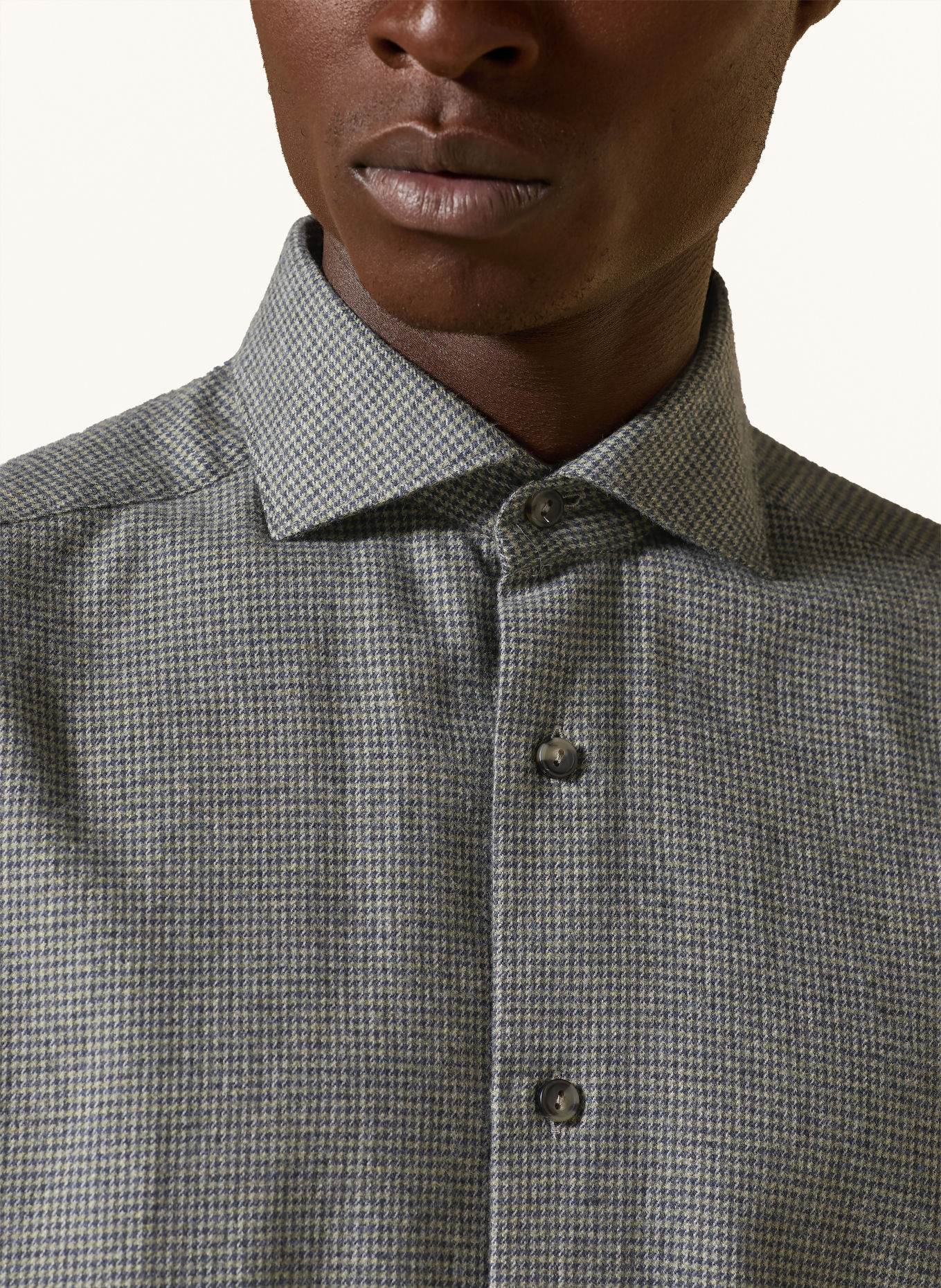 ETON Chemise en flanelle coupe Comfort Fit: OLIVE / BLEU FONCÉ