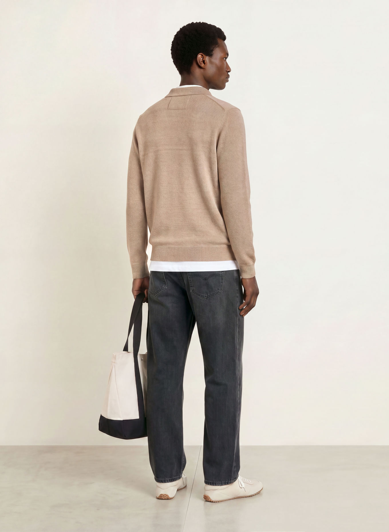 ARMEDANGELS Knit polo shirt: BEIGE / CREAM