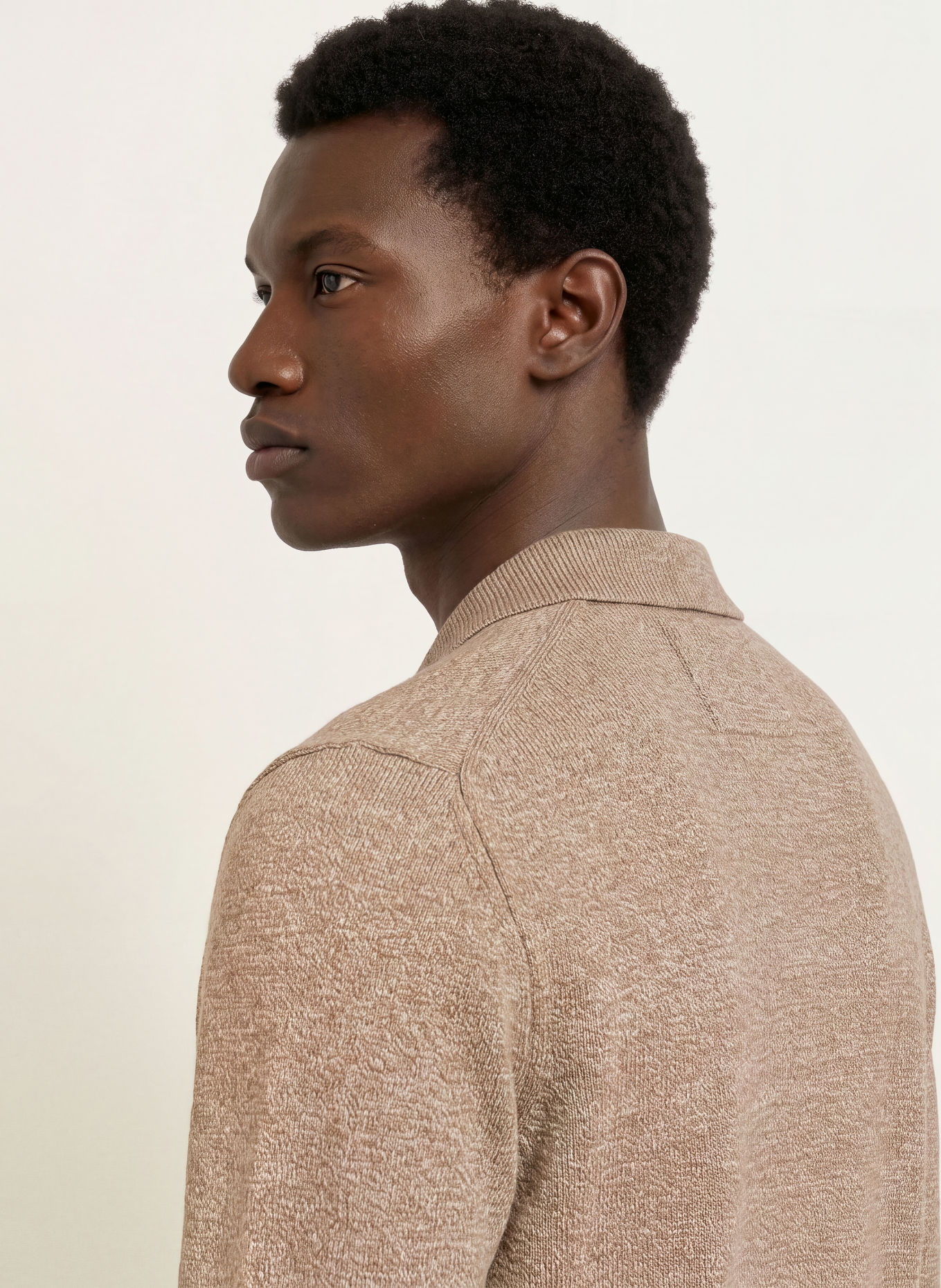 ARMEDANGELS Knit polo shirt: BEIGE / CREAM