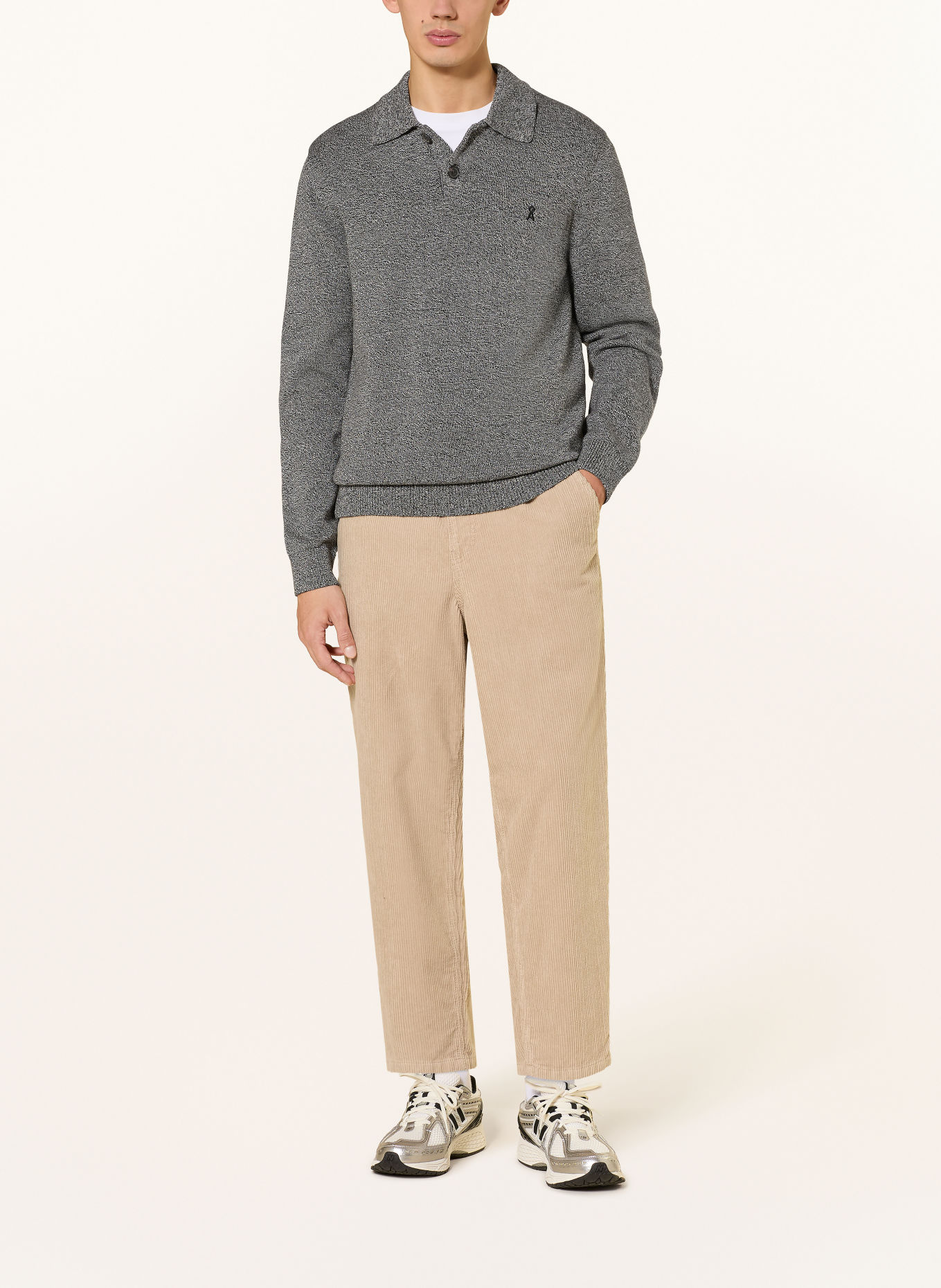 ARMEDANGELS Knit polo shirt: BLACK / WHITE