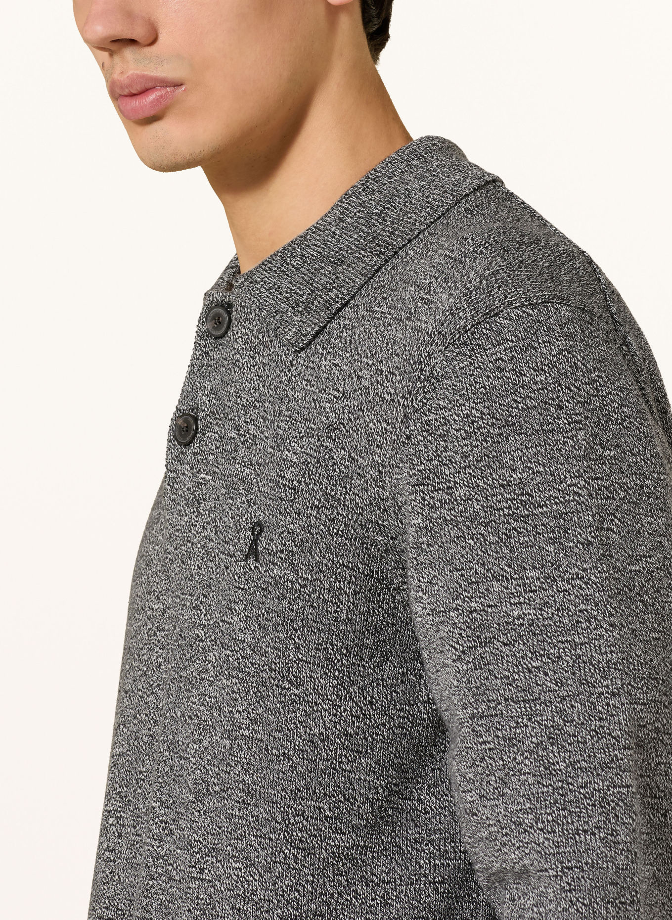 ARMEDANGELS Knit polo shirt: BLACK / WHITE