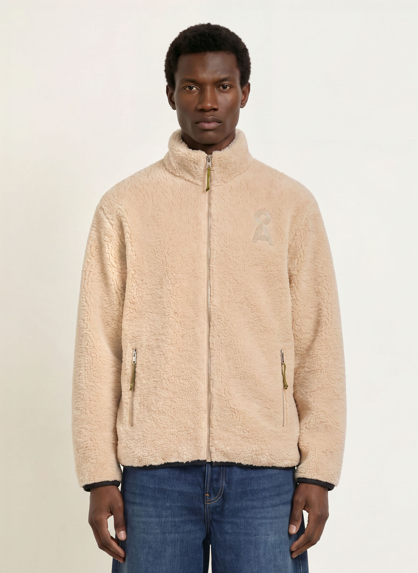ARMEDANGELS Plush Jacket: BEIGE / BLACK