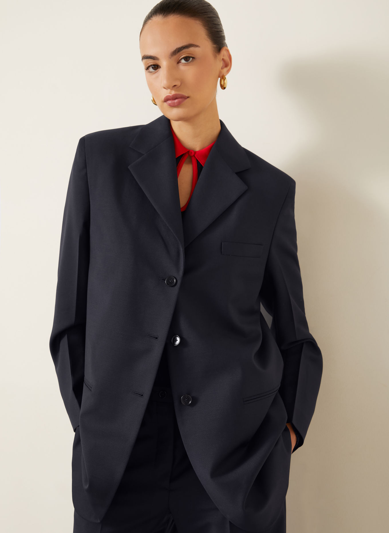 JIL SANDER Longblazer: DUNKELBLAU