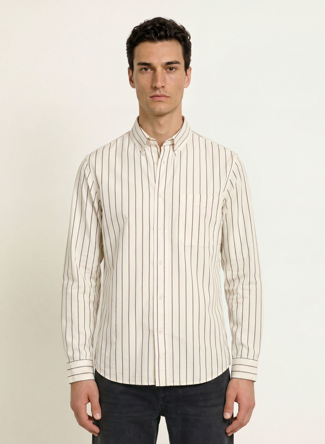 ARMEDANGELS Overhemd, slim fit: WIT / ZWART