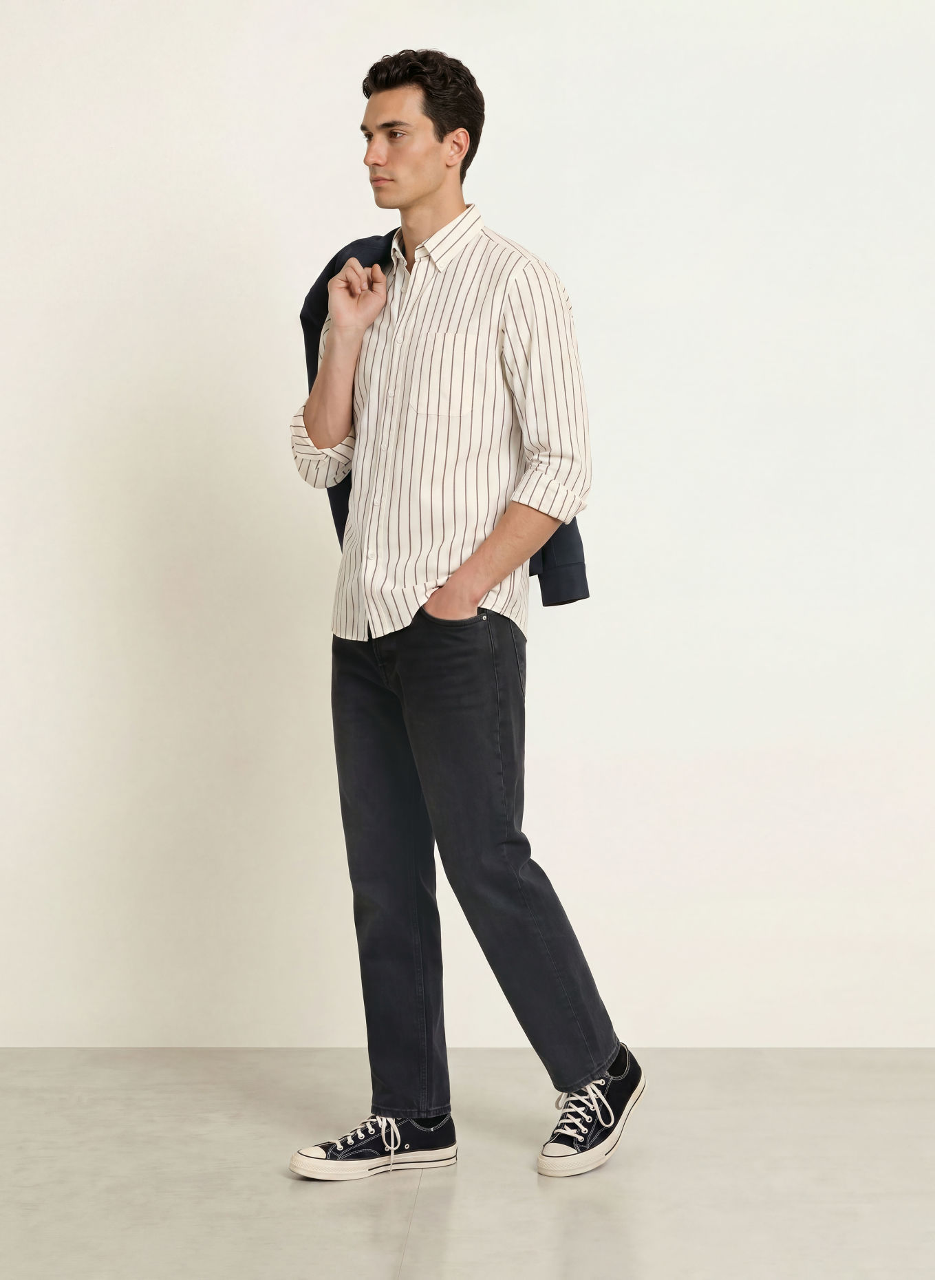 ARMEDANGELS Overhemd, slim fit: WIT / ZWART