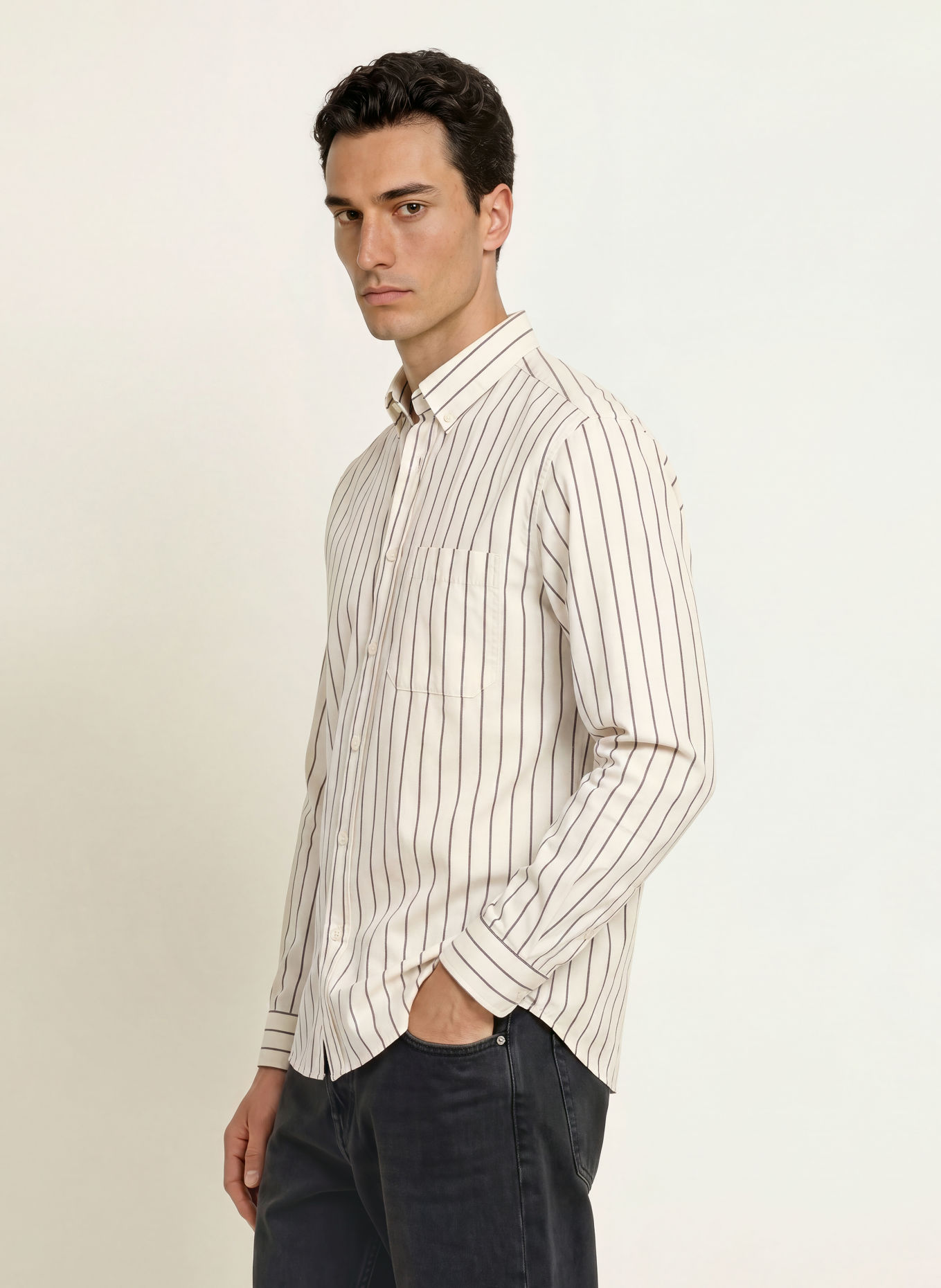 ARMEDANGELS Overhemd, slim fit: WIT / ZWART