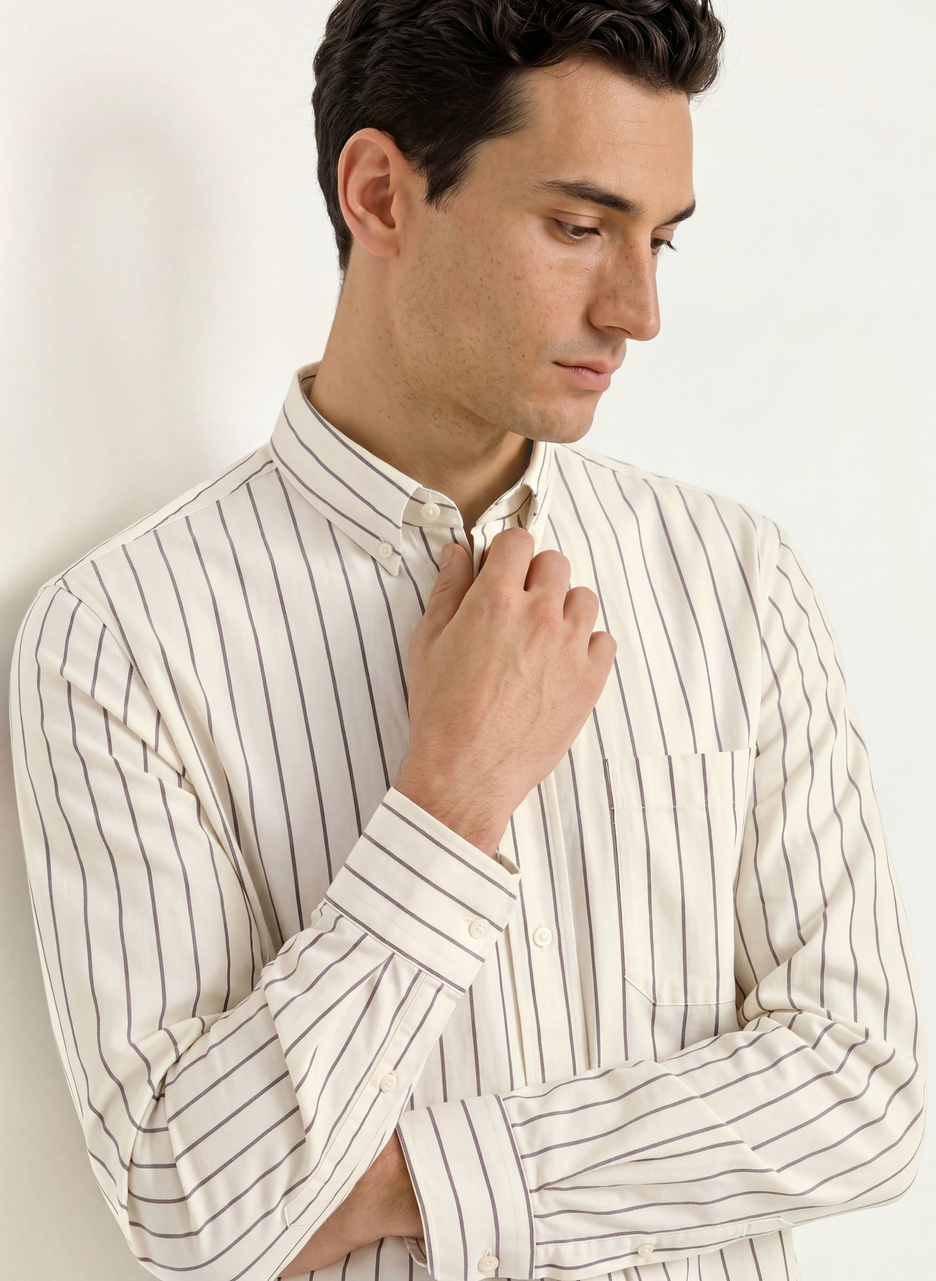 ARMEDANGELS Overhemd, slim fit: WIT / ZWART