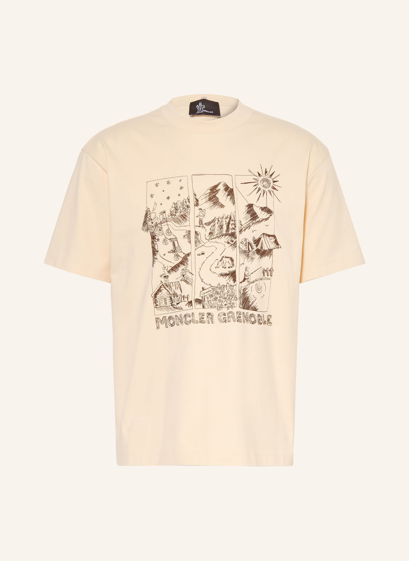MONCLER GRENOBLE T-shirt: ECRU / DARK BROWN