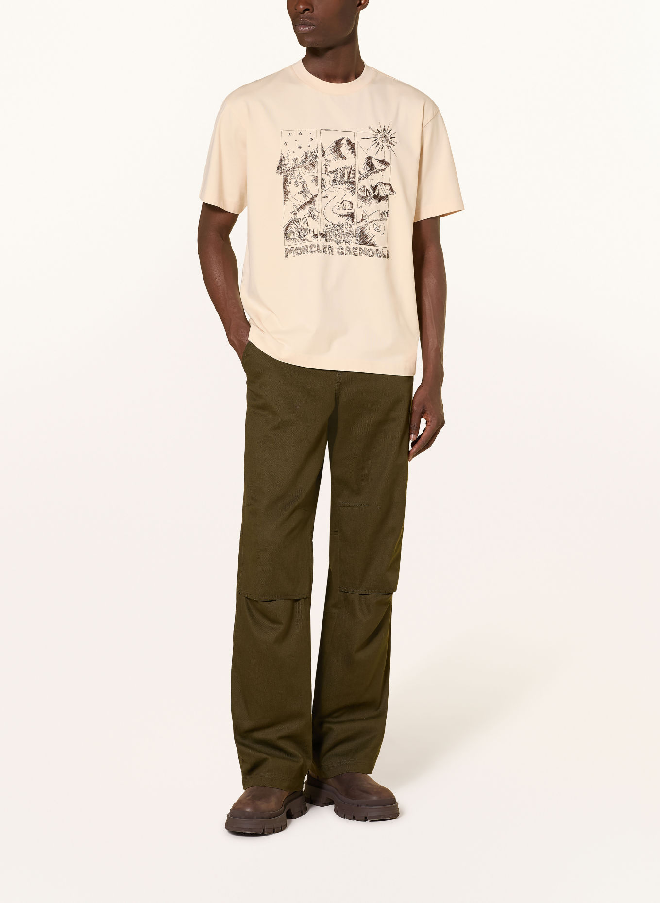 MONCLER GRENOBLE T-shirt: ECRU / DARK BROWN