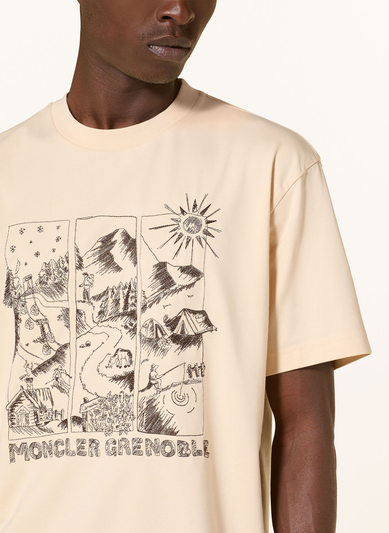 MONCLER GRENOBLE T-shirt: ECRU / DARK BROWN