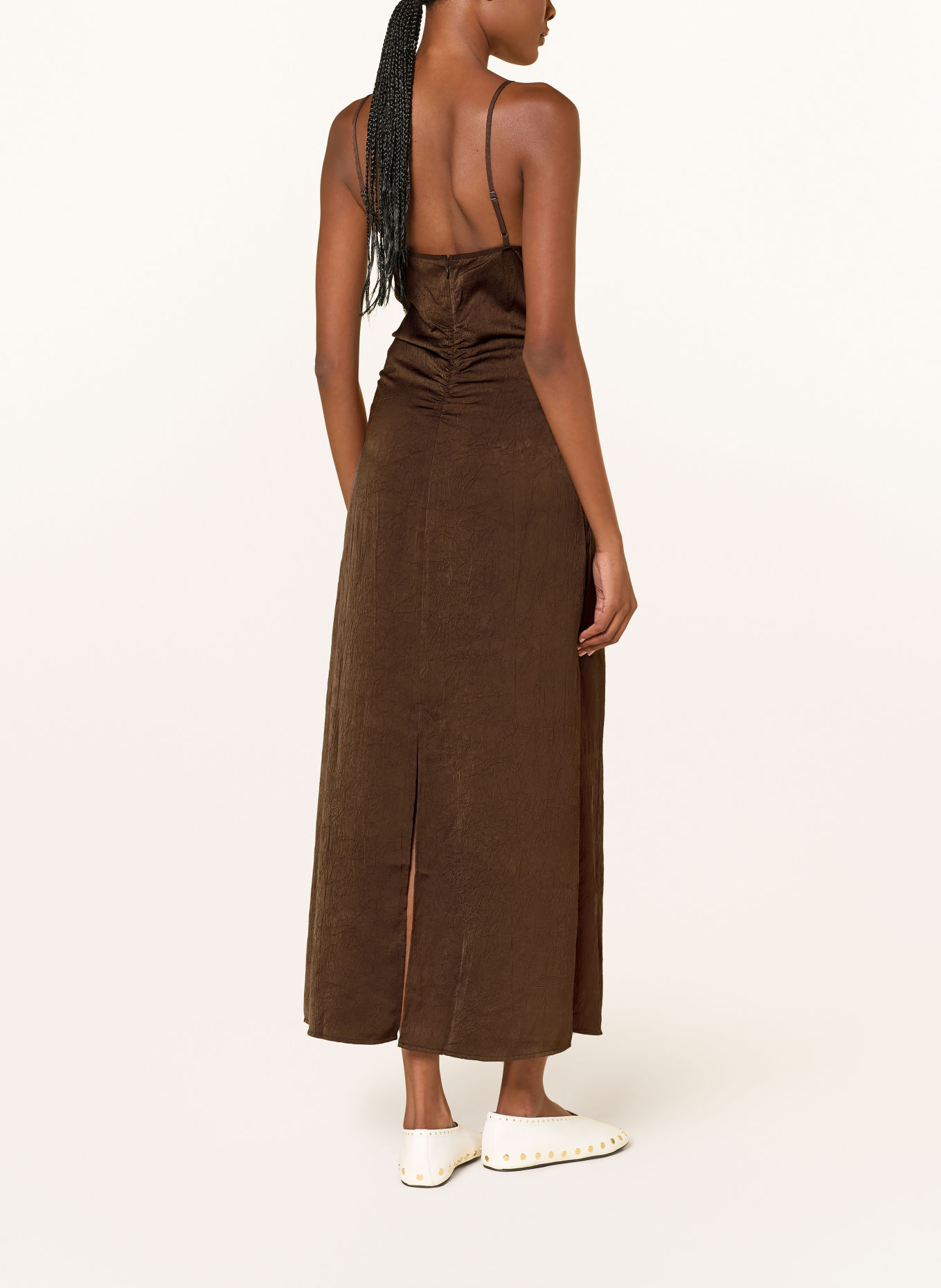 BAUM UND PFERDGARTEN ATALIE Dress with Lace: DARK BROWN / LIGHT BLUE