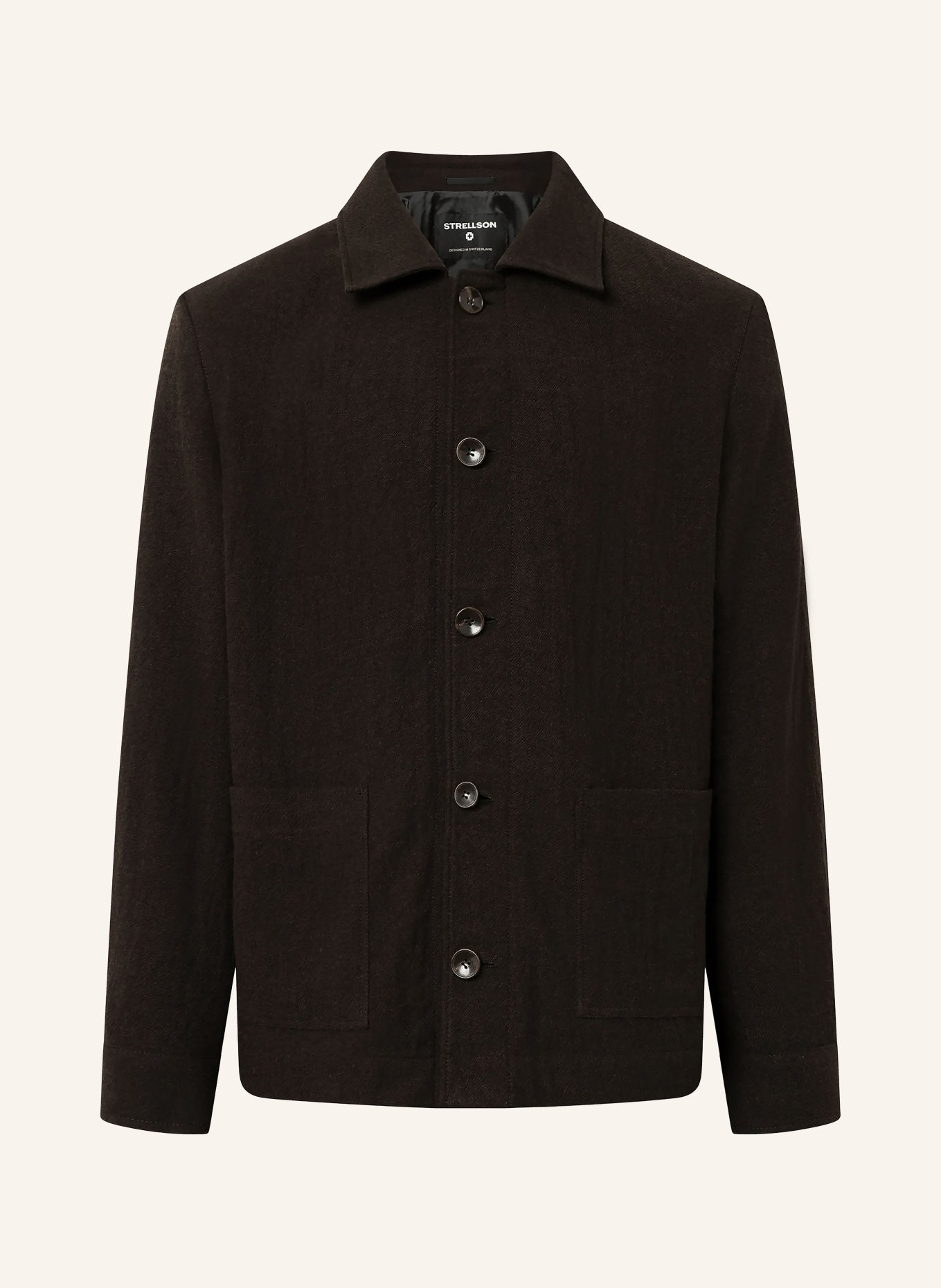STRELLSON Overshirt DELLIN: TMAVĚ HNĚDÁ