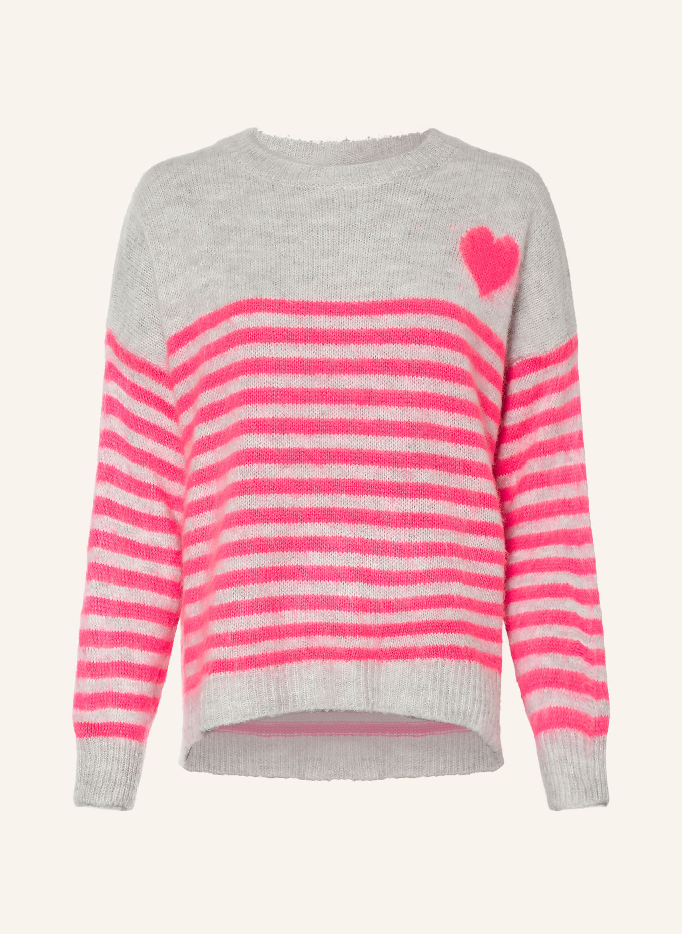 miss goodlife Trui van alpaca: LICHTGRIJS / NEONROZE