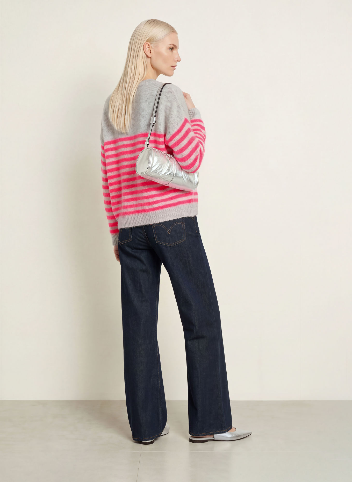 miss goodlife Trui van alpaca: LICHTGRIJS / NEONROZE