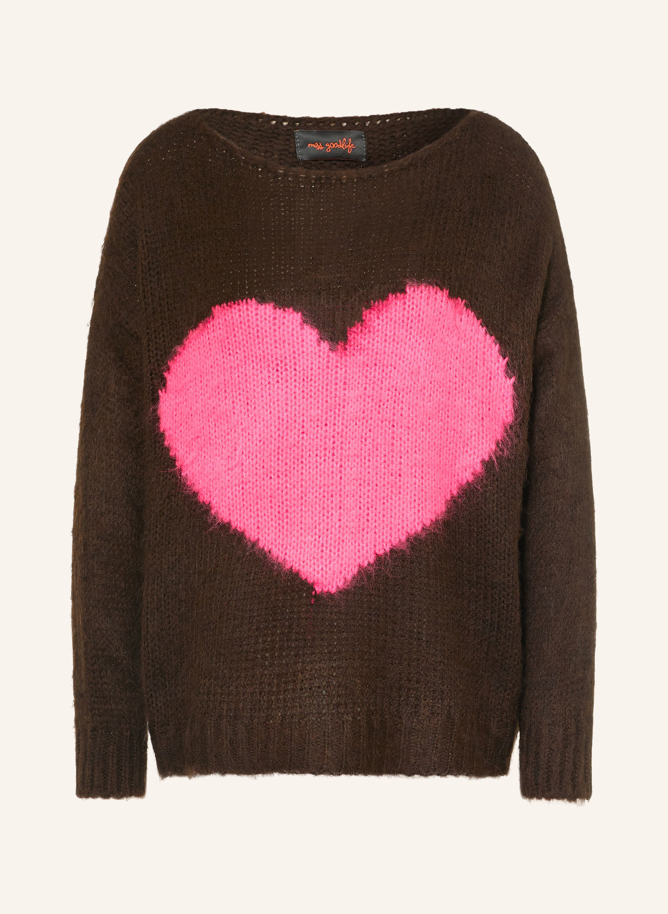 miss goodlife Pull en alpaga: MARRON FONCÉ / ROSE FUCHSIA FLUO