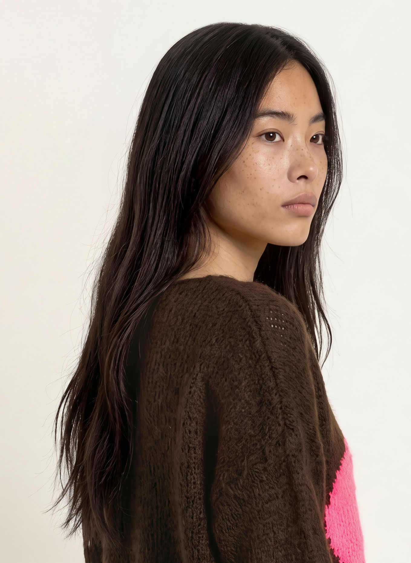miss goodlife Pull en alpaga: MARRON FONCÉ / ROSE FUCHSIA FLUO