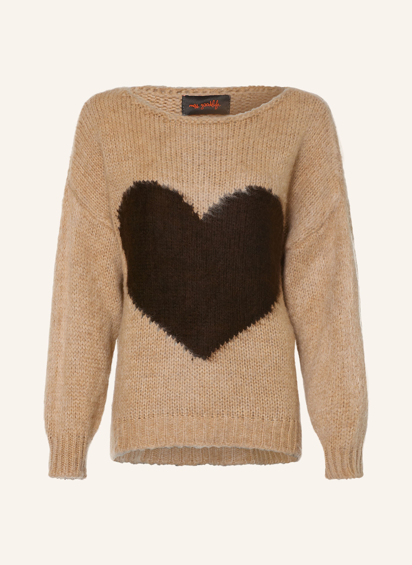 miss goodlife Pullover mit Alpaka: BEIGE / DUNKELBRAUN