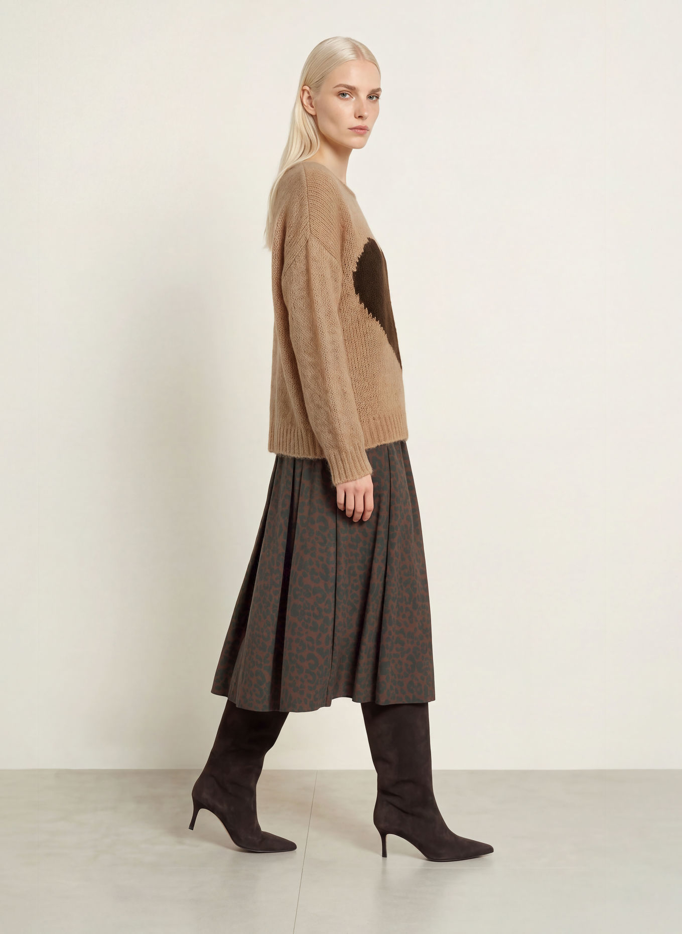 miss goodlife Pullover mit Alpaka: BEIGE / DUNKELBRAUN
