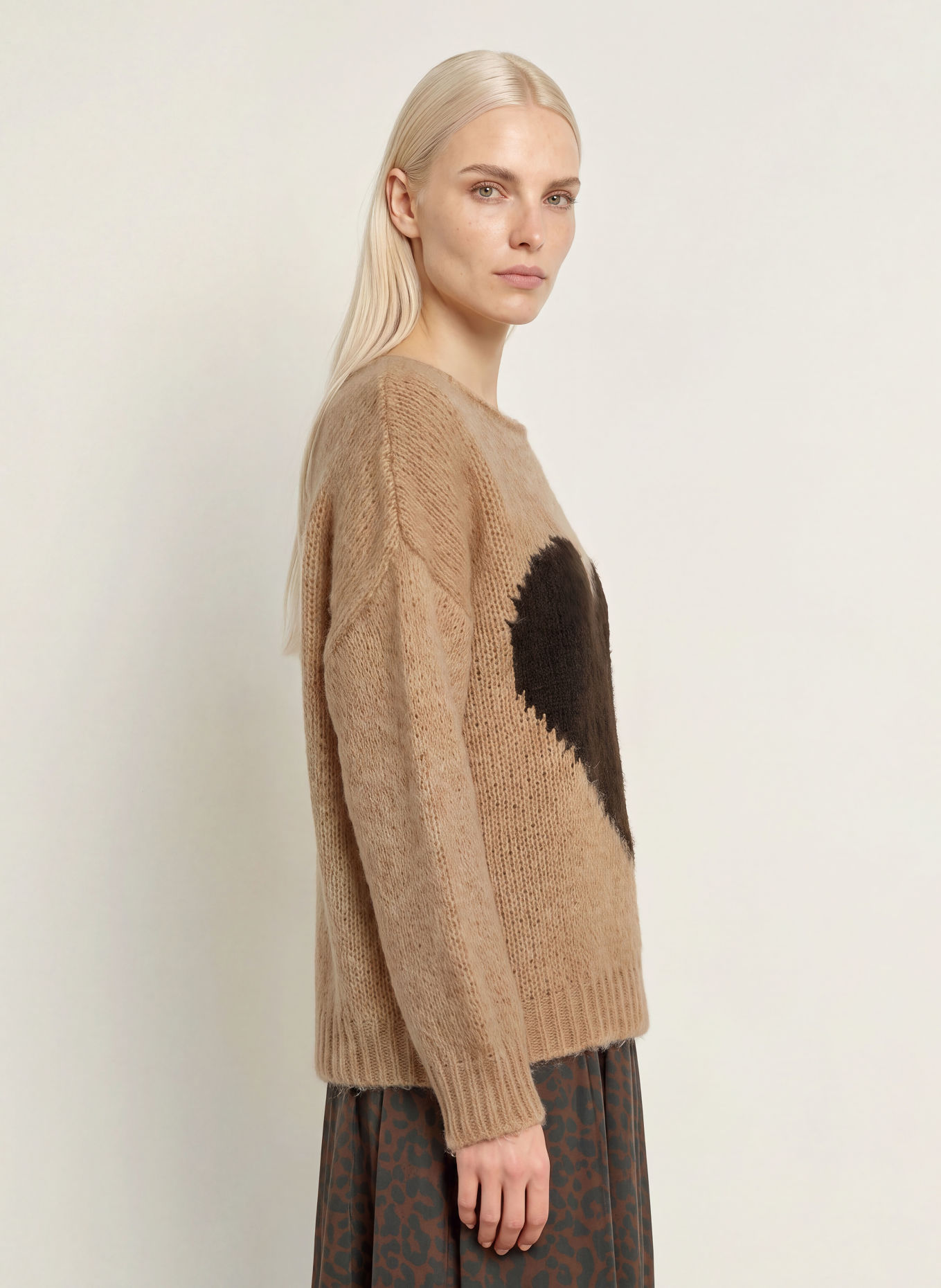 miss goodlife Pullover mit Alpaka: BEIGE / DUNKELBRAUN