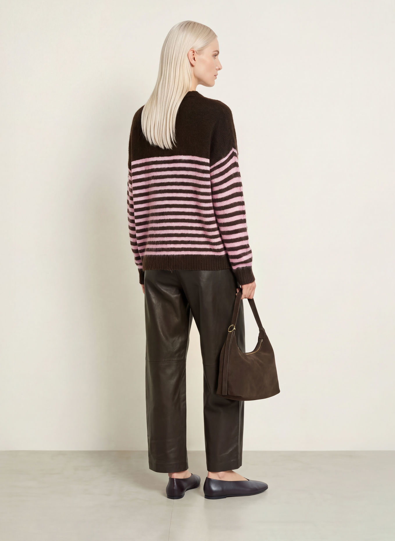 miss goodlife Trui van alpaca: MARRON FONCÉ / ROZE