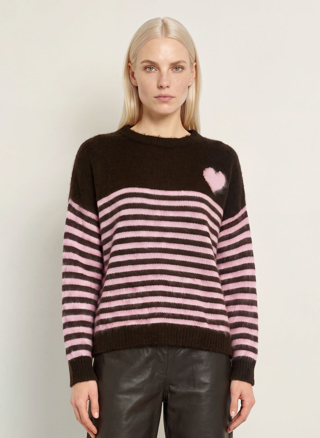 miss goodlife Trui van alpaca: MARRON FONCÉ / ROZE