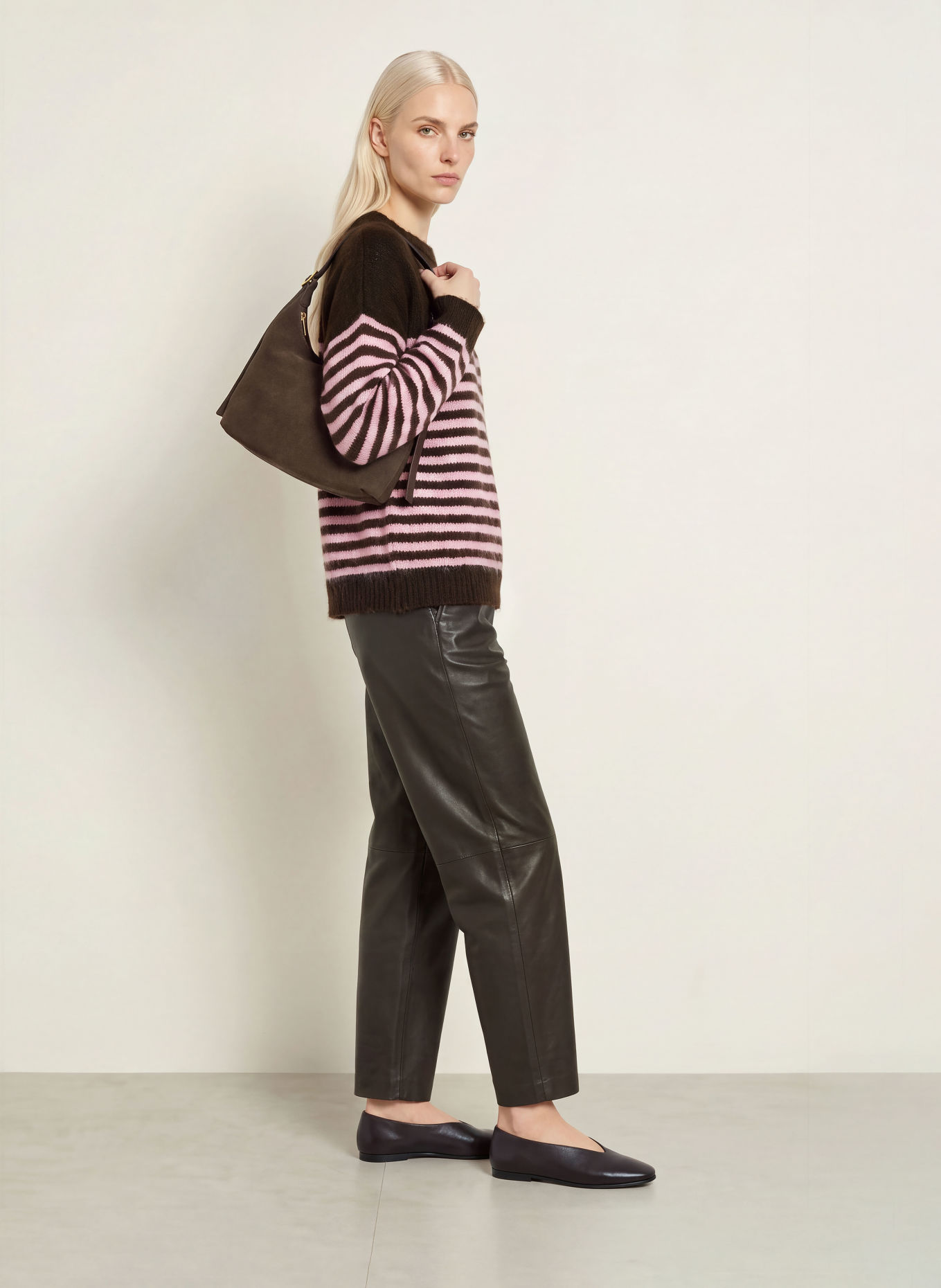 miss goodlife Trui van alpaca: MARRON FONCÉ / ROZE