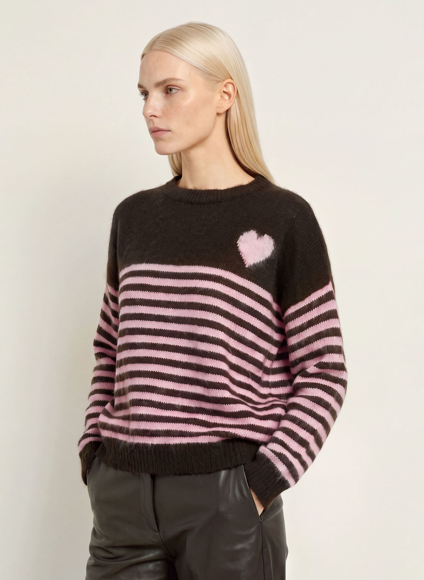 miss goodlife Trui van alpaca: MARRON FONCÉ / ROZE