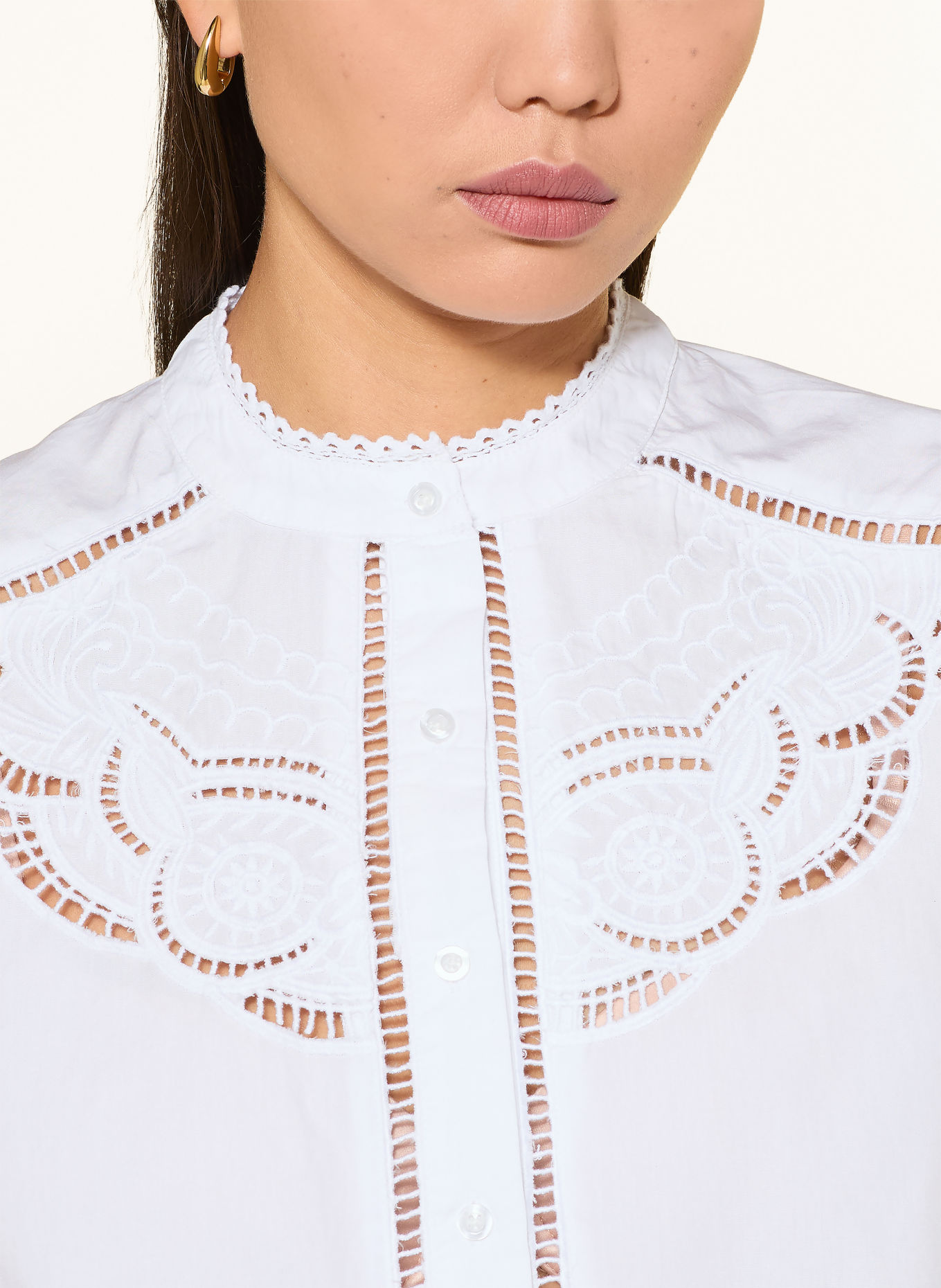 NEO NOIR ANELIAH Shirt blouse with Lace: WHITE