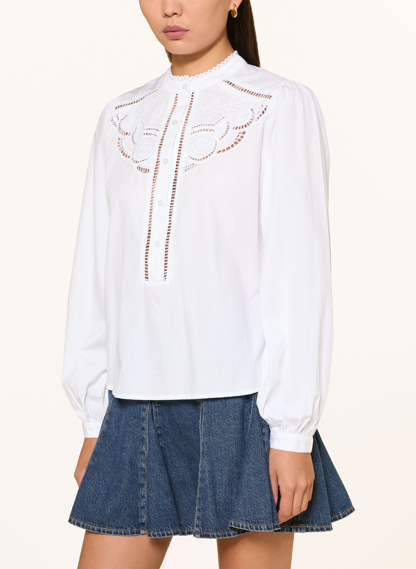 NEO NOIR ANELIAH Shirt blouse with Lace: WHITE