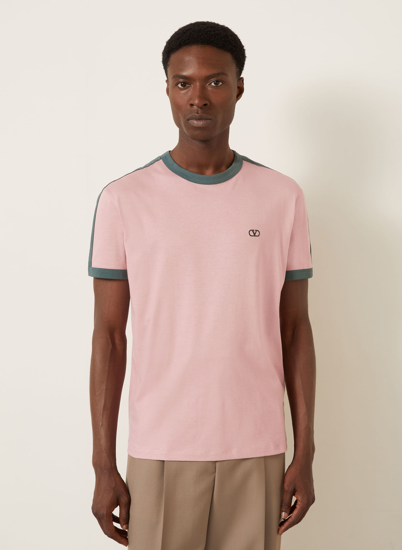 VALENTINO T-Shirt VLOGO SIGNATURE: ROSA / DUNKELGRÜN