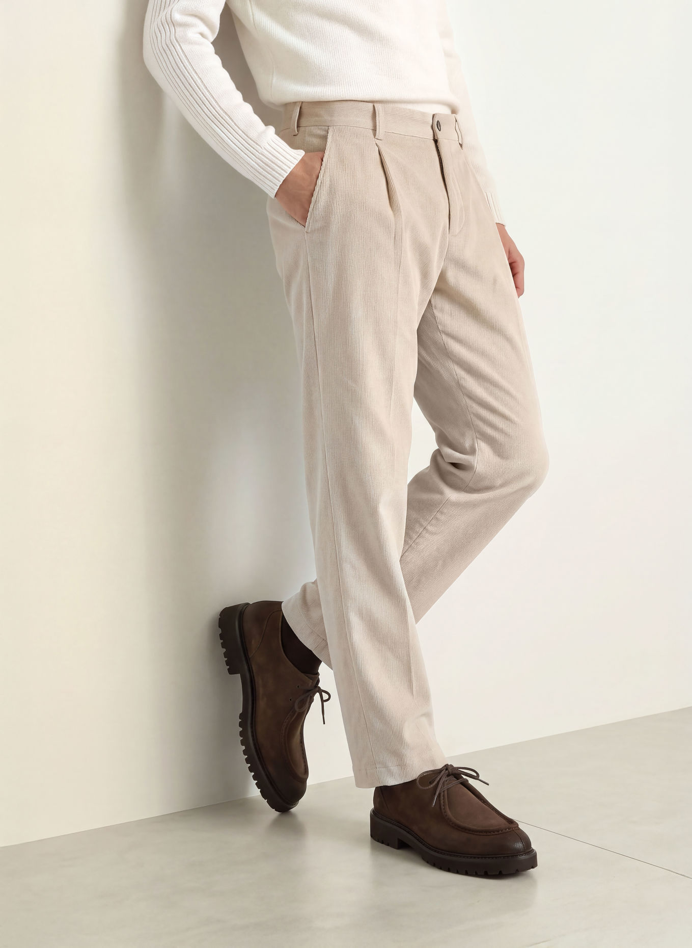 STRELLSON Pantaloni de costum TOMEO Regular Fit din catifea: 103 Natural 103